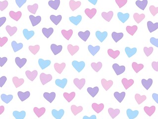 Pastel hearts on white background
