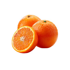 Juicy Oranges Two Whole and One Halved Orange on Black Background