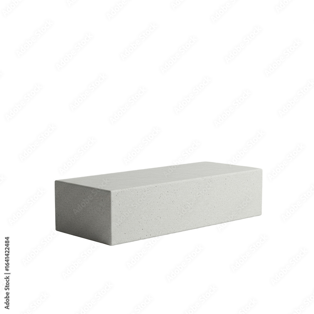 Poster a perfectly formed minimalist rectangular block with a subtle matte texture, on a pristine studio ba