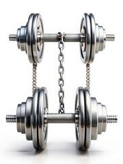 Fototapeta premium Steel dumbbells on a white background