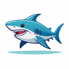Obraz premium Playful depiction of an adorable shark character with a toothy grin and friendly eyes