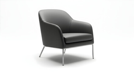 Fototapeta premium Contemporary Black Lounge Chair with Sleek Metal Legs for Minimalist Interiors and Modern Living Rooms