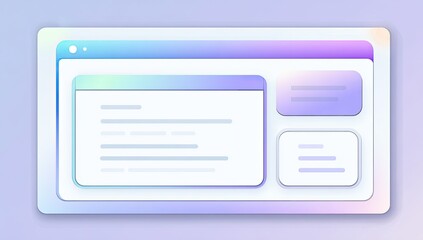 A stylized illustration of a web browser window with multiple text boxes, showcasing a pastel color gradient