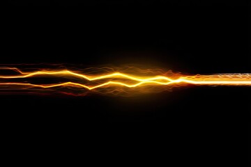 Abstract energy burst, golden streaks on black background