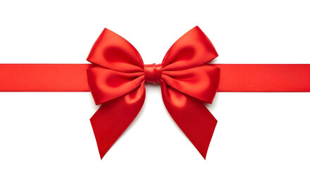Satin Red Bow Ribbon on White Backdrop: Gift Wrapping, Festive Decor, and Celebrations