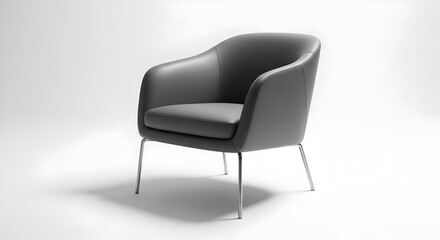 Fototapeta premium Contemporary Black Lounge Chair with Sleek Metal Legs for Minimalist Interiors and Modern Living Rooms