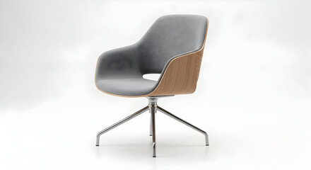 Contemporary Grey Office Chair with Swivel Base and Sleek Armrest Design for Modern Interiors