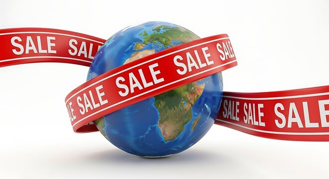 Global Sale: The World Encircled by a Red Ribbon of Promotional Offers