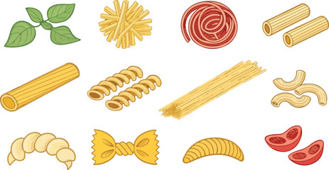 Pasta illustration vector design, Pasta logo design, Noodles vector design, Macaroni vector design