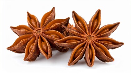Star Anise Spice on White Background, Close-up, Isolated