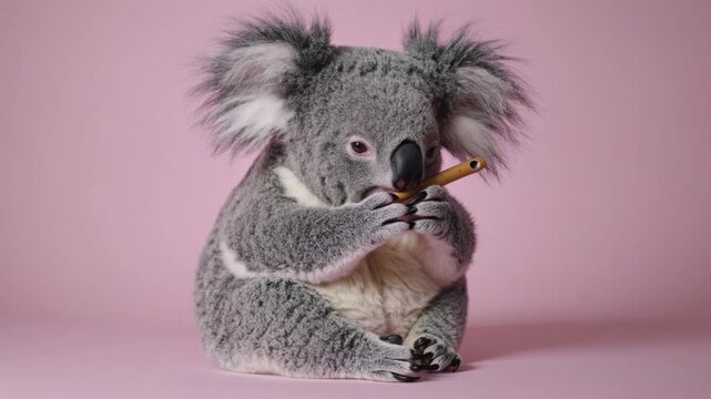 Stylish, Whimsical Koala Bear Playing a Musical Instrument Perfect for Branding and CreativityFocused Projects, Boosting Innovative Spirit and Inspiring Joy.