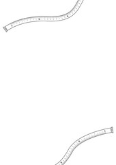 カーブする巻尺のラインフレーム