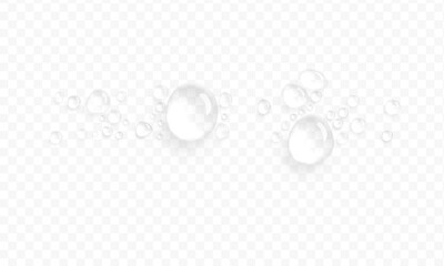 Realistic water drops. PNG drops, condensation on the window, transparent water drop. Abstract water drops, bubbles on transparent background, digital liquid design, Stock royalty free. 