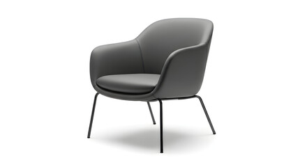 Obraz premium Contemporary Black Lounge Chair with Sleek Metal Legs for Minimalist Interiors and Modern Living Rooms