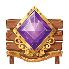 Large Fantasy Game UI Icon with Purple Gem