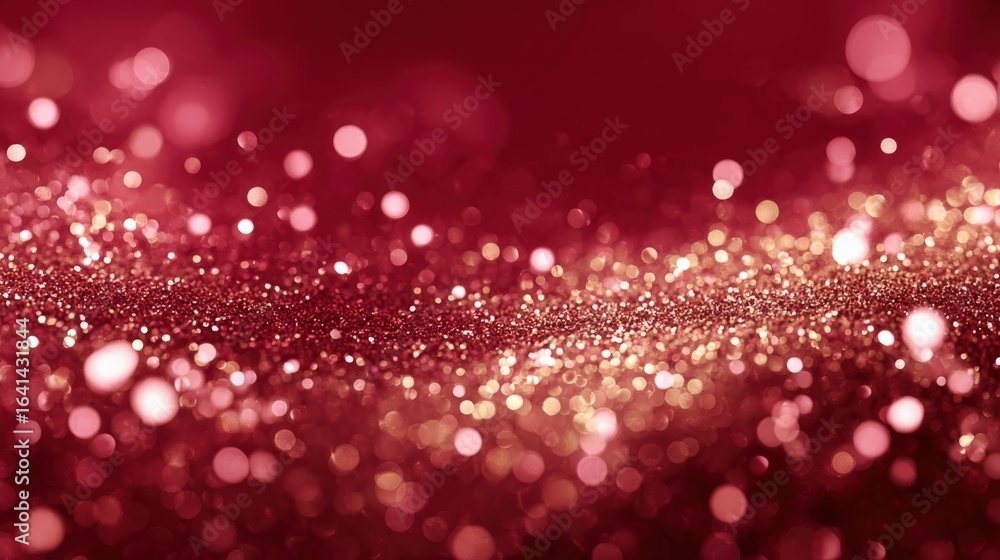 Poster elegant red glitter texture background with bokeh effect for festive and luxurious designs