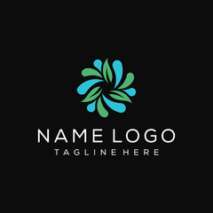 abstract leaves and drop logo design vector