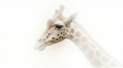 Naklejka premium Gentle Giraffe Head Closeup in Soft Light with Warm Colors for Wildlife and Nature Photography