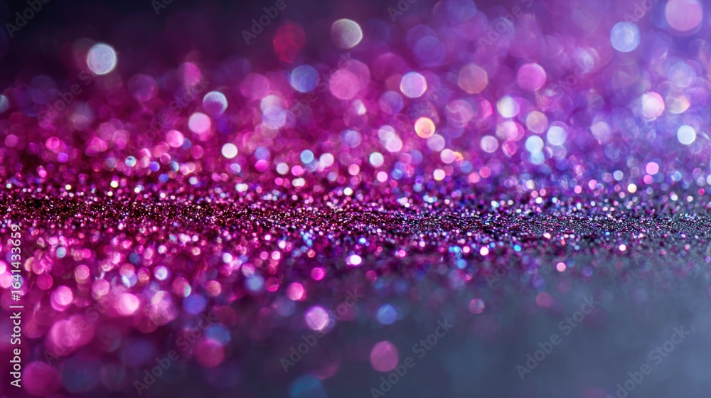 Poster sparkling purple glitter background with bokeh effect, perfect for adding a touch of glamour and lux