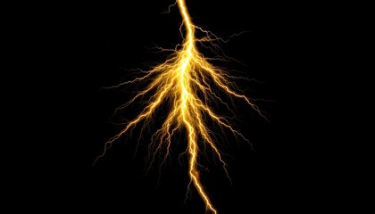 A dramatic lightning bolt illuminates the dark sky with electric energy