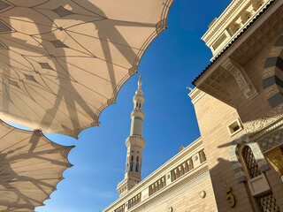 medina prophet mosque islamic banner. place for text