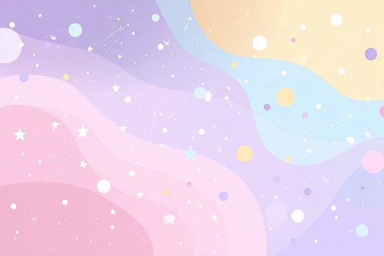 Pastel-toned, abstract space background with swirling shapes and scattered stars.  Soft colors blend seamlessly with various sizes of circles, stars, and streaks.  A dreamy, whimsical aesthetic