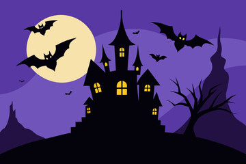 halloween background with haunted house