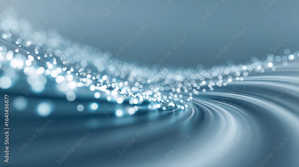 Poster abstract data stream visualization with glowing particles, representing technology, connectivity, an