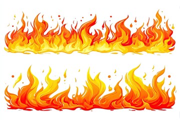 Two horizontal rows of stylized fire flames