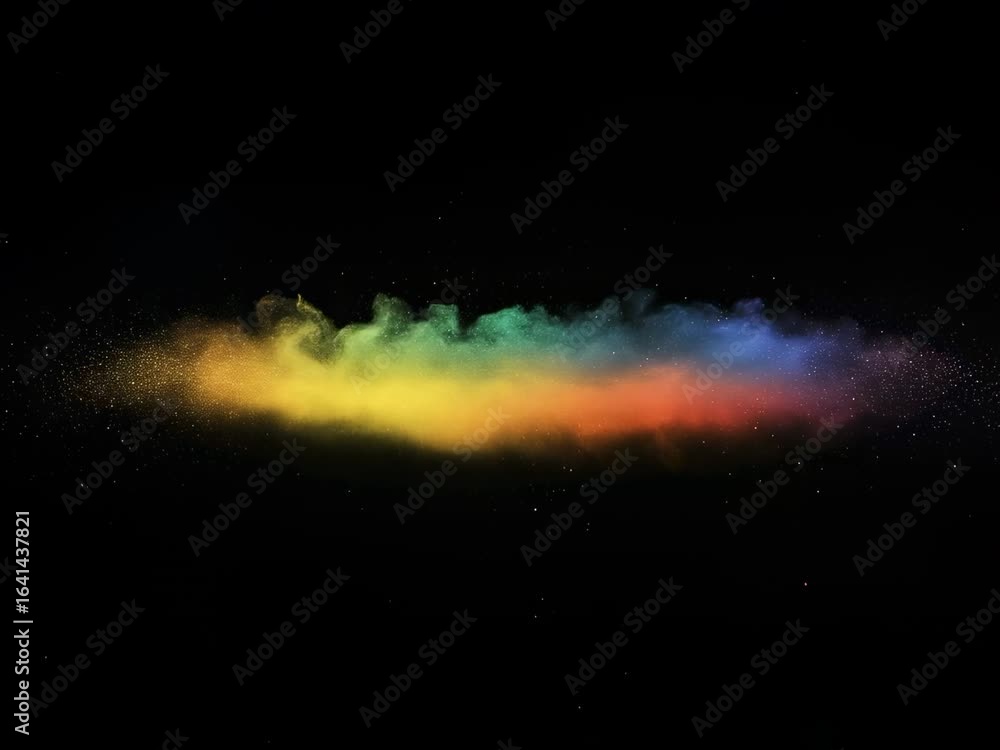 Poster Mesmerizing Colorful Dust Exploding on a Black Background for Visual Effects