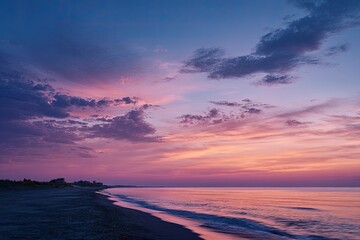 Vibrant sunset over a tranquil beach
