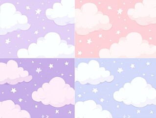 Four pastel cloud and star patterns