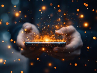 Smartphone screen_in_focus_as_male_hands_send_a_social_