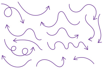 Hand drawn vector arrows doodle set on white background. design element vector illustration.