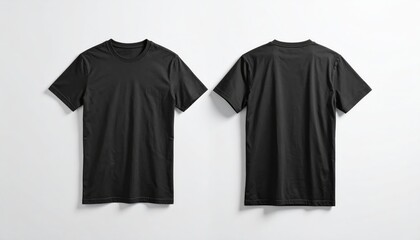 A plain black t-shirt displayed on a white background for design purposes