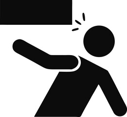 Isolated pictogram icon safety sign mind your head, low up ceiling caution, head lowering instruction, drop hazard with illustration man walking with head hit low ceiling  © RABBI