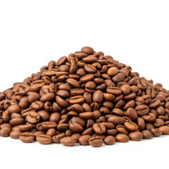 Naklejka premium A pile of roasted coffee beans isolated on a white background
