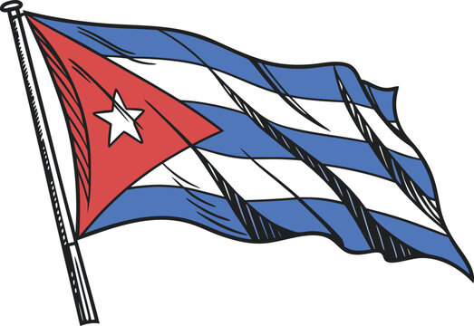 Realistic Cuba flag illustration with fabric texture. Detailed Cuba flag artwork for patriotic themes. Waving Cuba flag design with natural folds. High quality Cuba flag image for national projects
