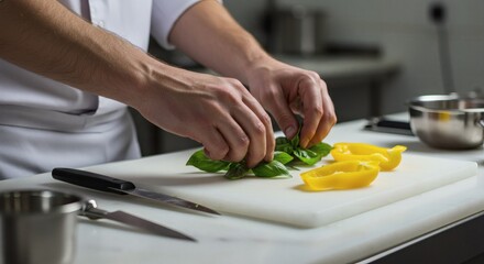 Chef Preparing Fresh Ingredients for Cooking