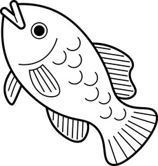 cute cartoon fish drawing illustration.