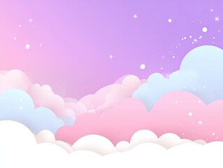 Pastel cloudscape with a soft, dreamy, sunset-like gradient background.  Delicate, layered clouds in soft pinks, purples, and blues.  Sparkle details throughout