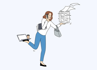 An Energetic and Dynamic Professional Woman Skillfully Managing Tasks and Communication