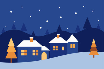 winter landscape with houses
