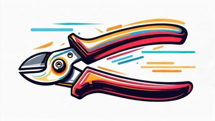 Fototapeta premium Dynamic Pliers Illustration with Vibrant Colors. Stylized Hand Tool Graphic Art