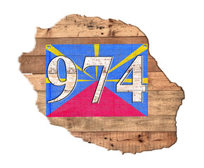 Carte bois et drapeau de la Réunion 