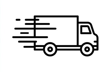 Simple line art of a delivery truck moving fast (1)