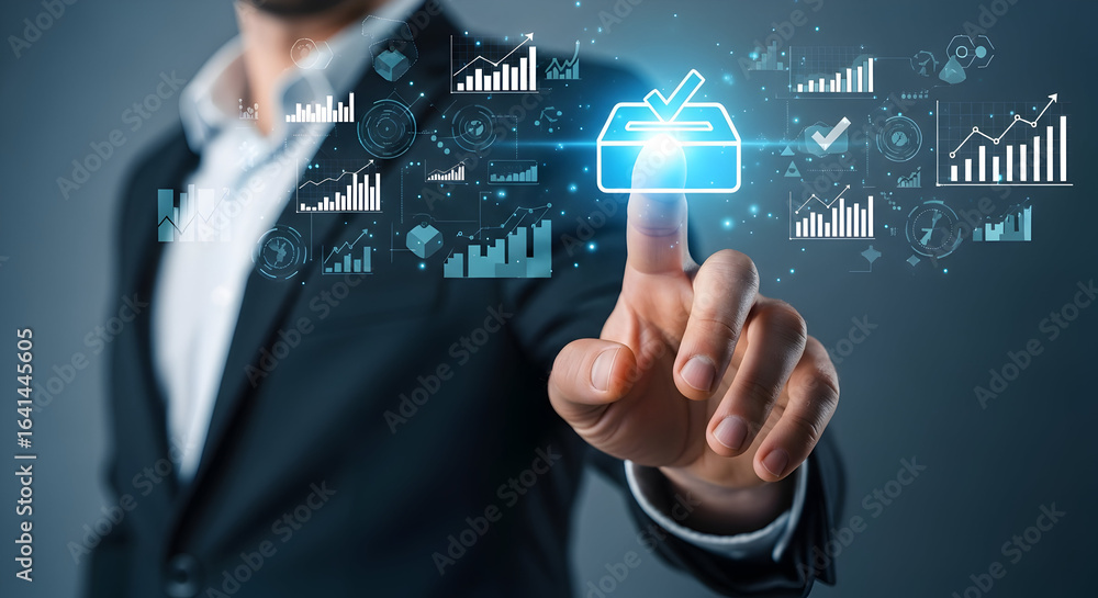Aufkleber professional touches digital voting box with data analytics for smart business solutions and growth 