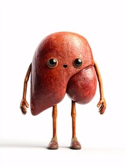 Playful cartoon kidney character, smiling with googly eyes and limbs, representing health and wellness in educational materials.