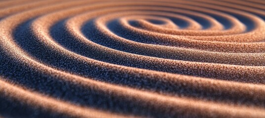Naklejka premium Abstract Rippled Pattern Concentric Circles on Sand Creating an Artistic Circular Background Design