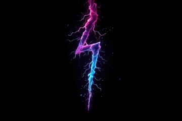 Fluid lightning bolt, vibrant colors, dark background